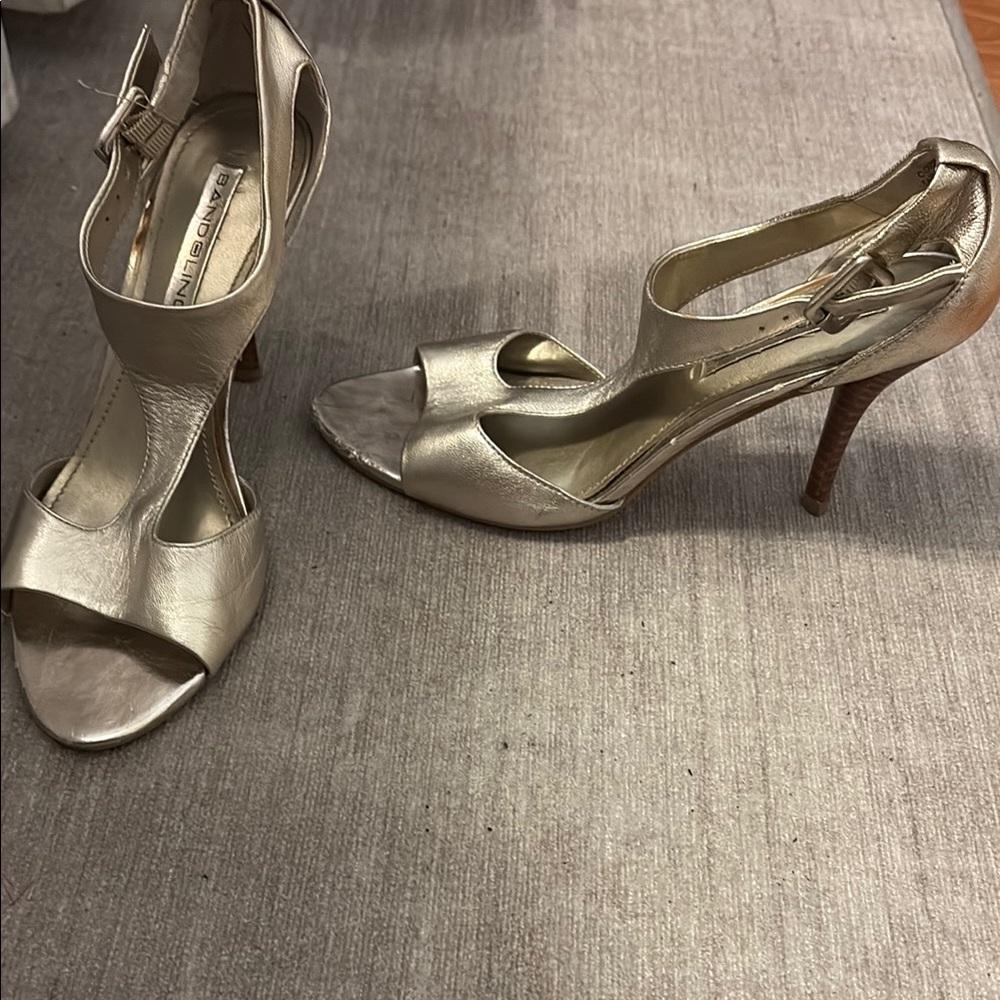 Bandolino Silver Stiletto Heels with Ankle Straps
